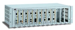  Allied Telesis 12-slot media converter rack-mount chassis with a removable internal universal power