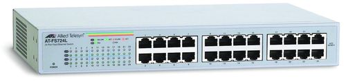  Allied Telesis 24x10/100TX, Layer 2 Switch Unmanaged, 19" rackmount hardware included