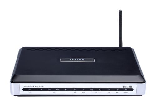  ADSL  D-Link Wireless 802.11g ADSL/2/2+ Router with VoIP Gateway 4-Port UTP 10/100Mbps Switch, 2-port FXS RJ-11, 1-port FXO RJ-11, splitter, 1-port USB