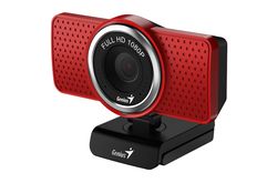 - Genius ECam 8000, red, Full-HD 1080p swiveling, tripod-ready design, USB, built-in microphone, rotation 360 degree, tilt 90 degree